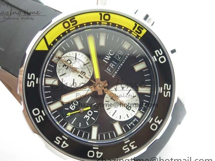 MIROTIME 0305 Aquatimer Chrono IW376702 SS BLS 1:1 Best Edition Black Dial on Black Rubber Strap A WellDesigned 7105